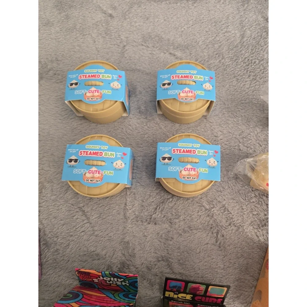 Lot of 12 NEW Squishy Fidget Toys Mochi Bundle Squish Glitter